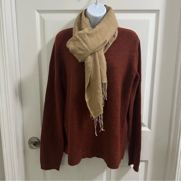 💥KENNETH COLE Cashmere Silk Fringe Tassel Scarf Women’s One Size Camel Tan color - Picture 1 of 11